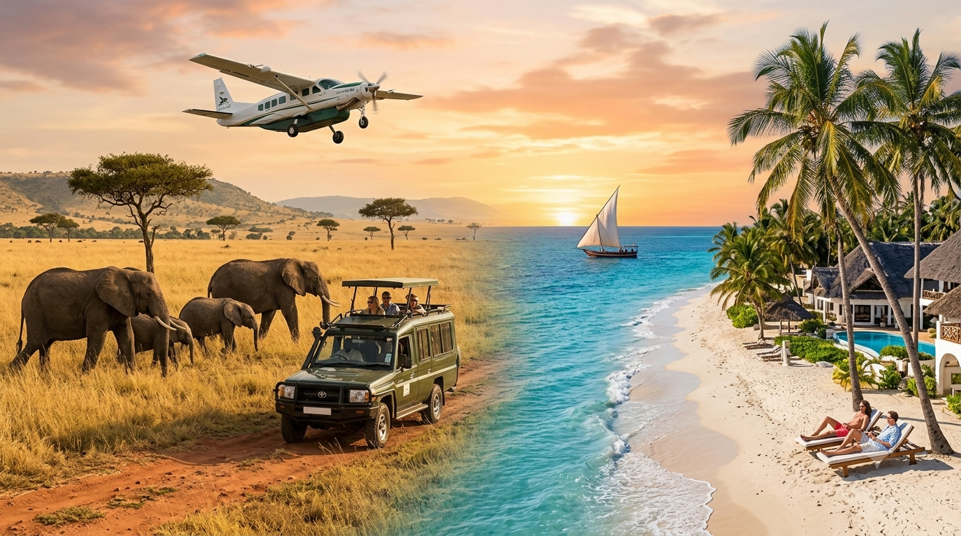 7 DAYS KENYA WILDLIFE AND BEACH FLY-IN PACKAGE. 2 NIGHTS MASAI MARA AND 4 NIGHTS BEACH HOLIDAY.