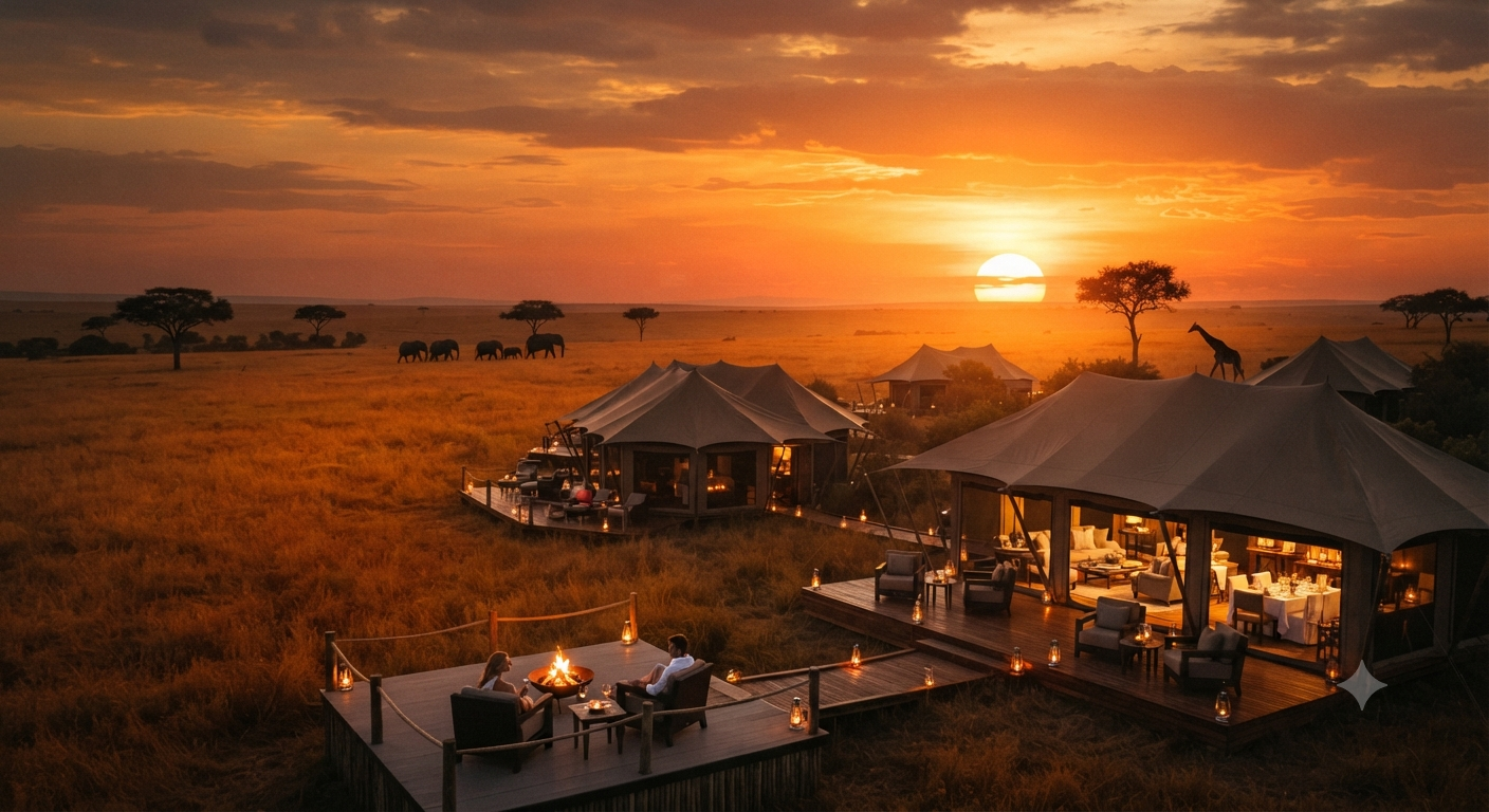 luxurious safari sunset